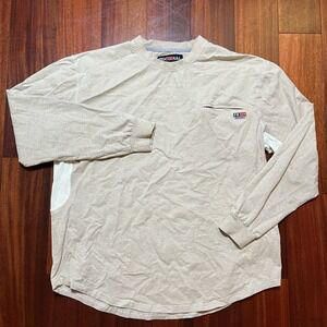 Bocomal FR Shirt Mens XL Tan Long Sleeve Vented Crewneck Tee T Shirt Work READ